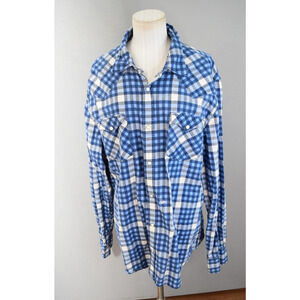 Ralph Lauren Denim & Supply Shirt Mens 2XL Plaid Flannel Western Pearl Snap